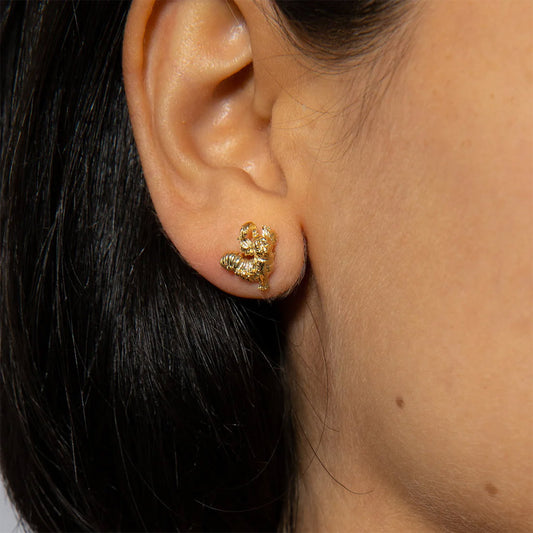 Labyrinth Worm Gold Earrings