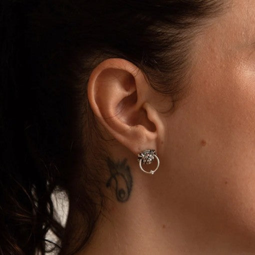 Labyrinth Door Knocker Silver Earrings