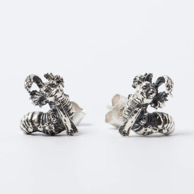 Labyrinth Worm Silver Earrings