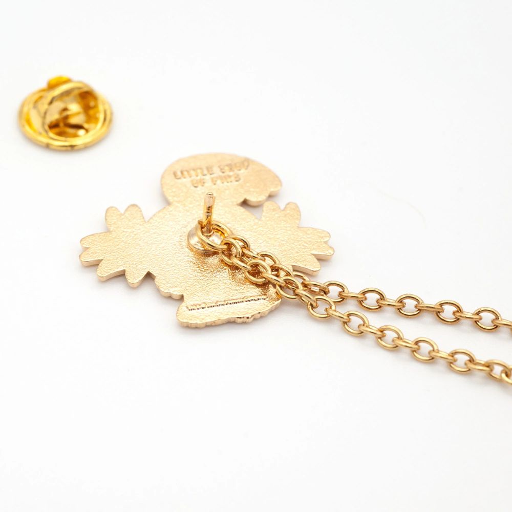 The Worm and Teacup Enamel Pins with Removable Chains