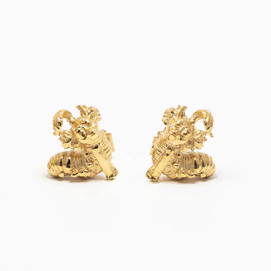 Labyrinth Worm Gold Earrings