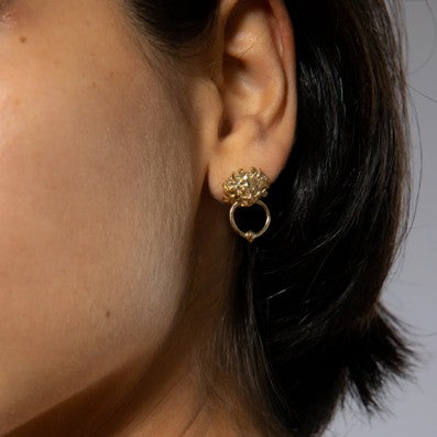 Labyrinth Door Knocker Gold Earrings